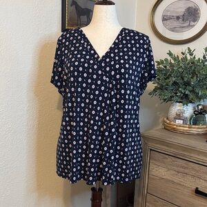 Lane Bryant Pleat Front Top-Navy